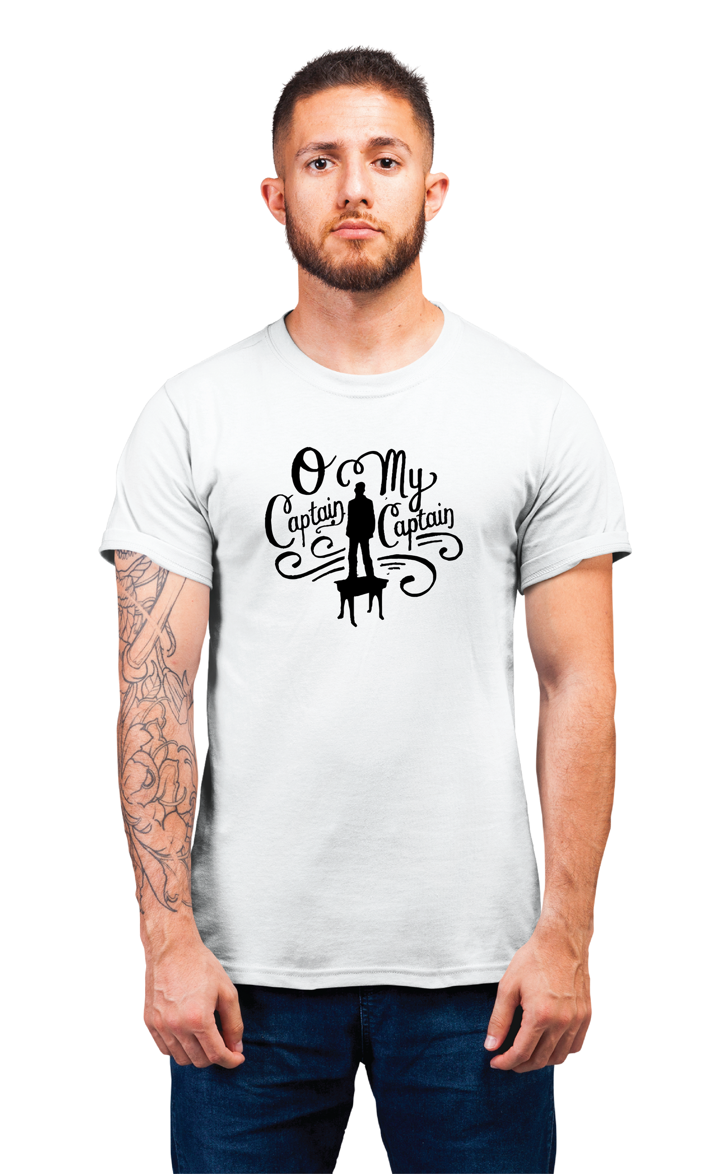Sweaty Armpits Premium Unisex Printed T-shirts "Dead Poets Society" O Captain My Captain" Minimalistic Design