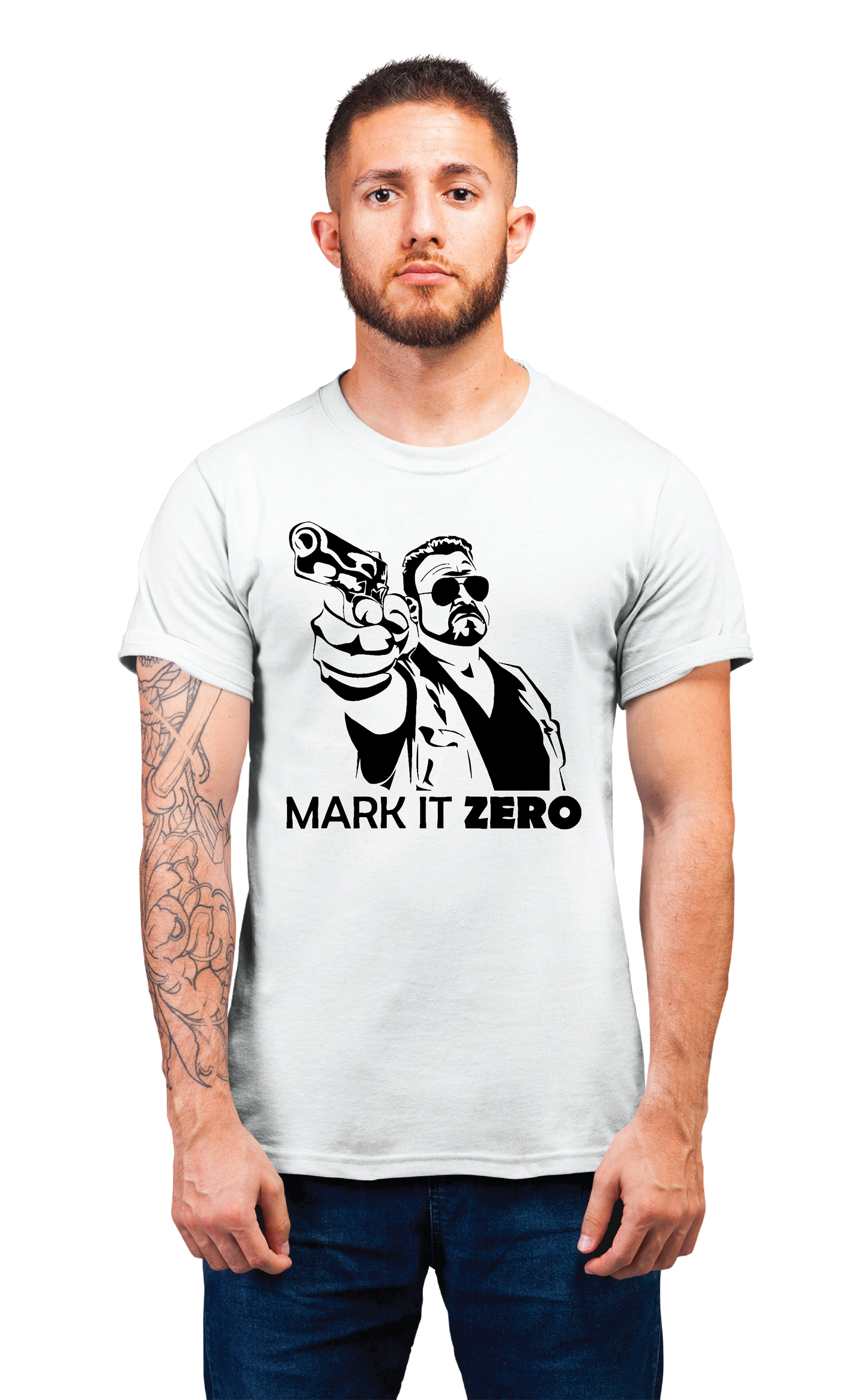 Sweaty Armpits Premium Unisex Printed T-shirt "The Big Lebowski" Walter Sobchak "Mark It Zero" Minimalistic Design