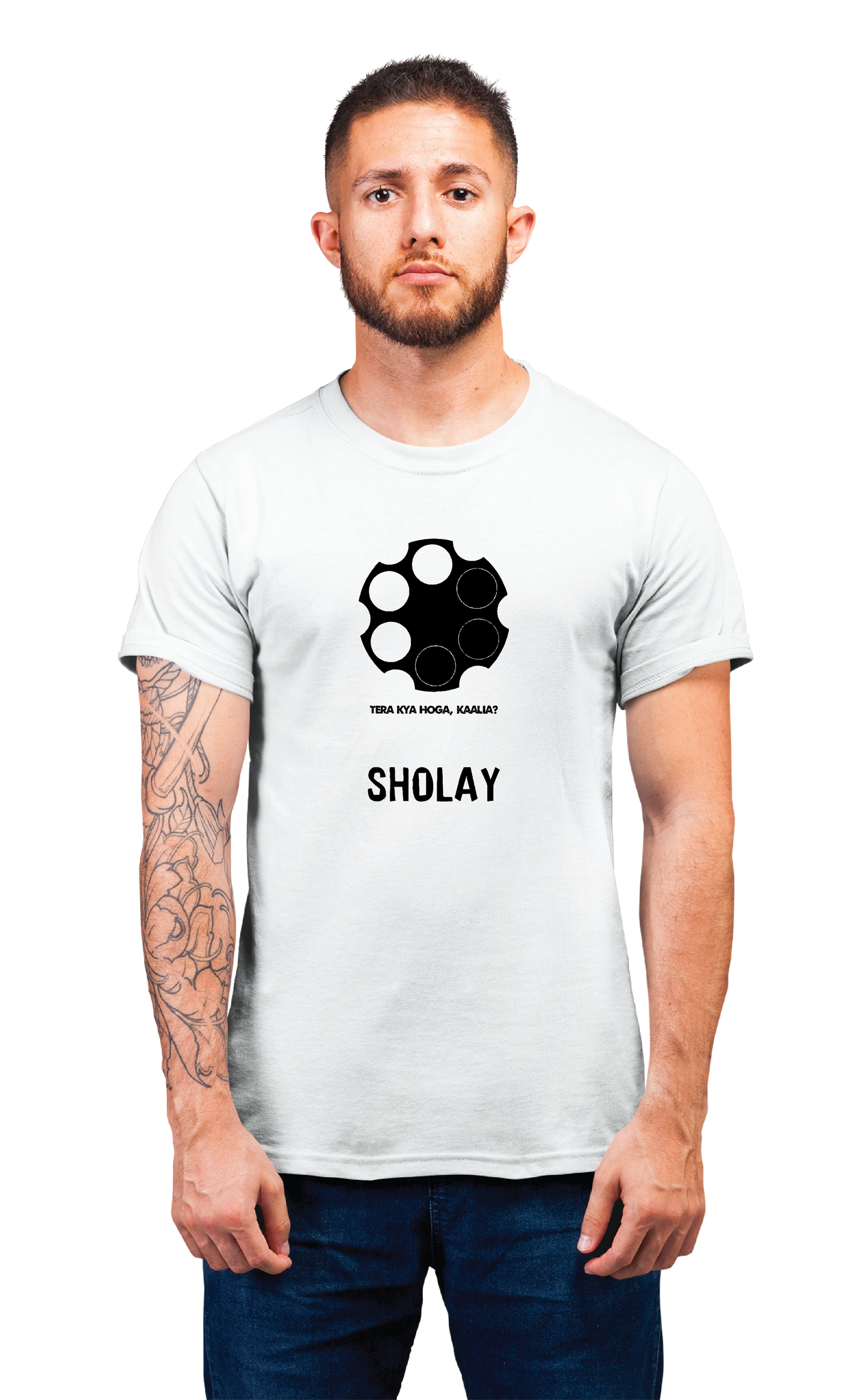 Sweaty Armpits Premium Unisex Printed T-shirt Bollywood Classic Western Epic Movie "Sholay" Minimalistic Design