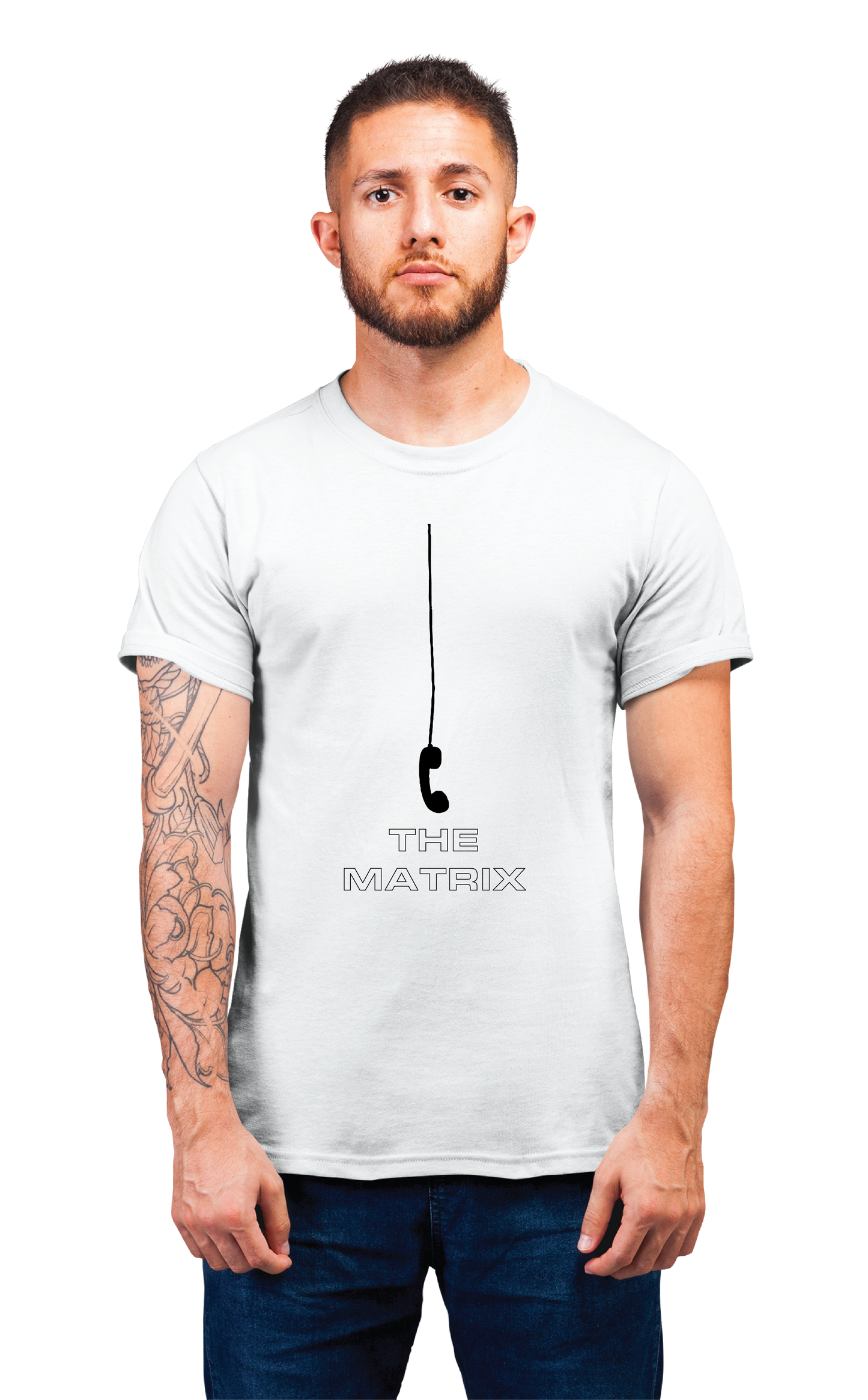 Sweaty Armpits Premium Unisex Printed T-shirt "The Matrix" "Phone Call" Action Epic, Keanu Reeves Minimalistic Design