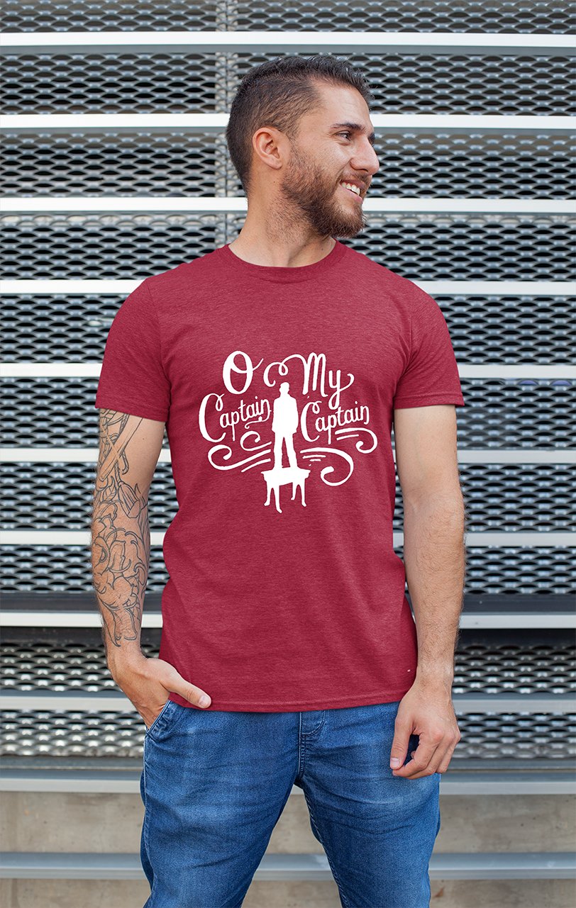 Sweaty Armpits Premium Unisex Printed T-shirts "Dead Poets Society" O Captain My Captain" Minimalistic Design