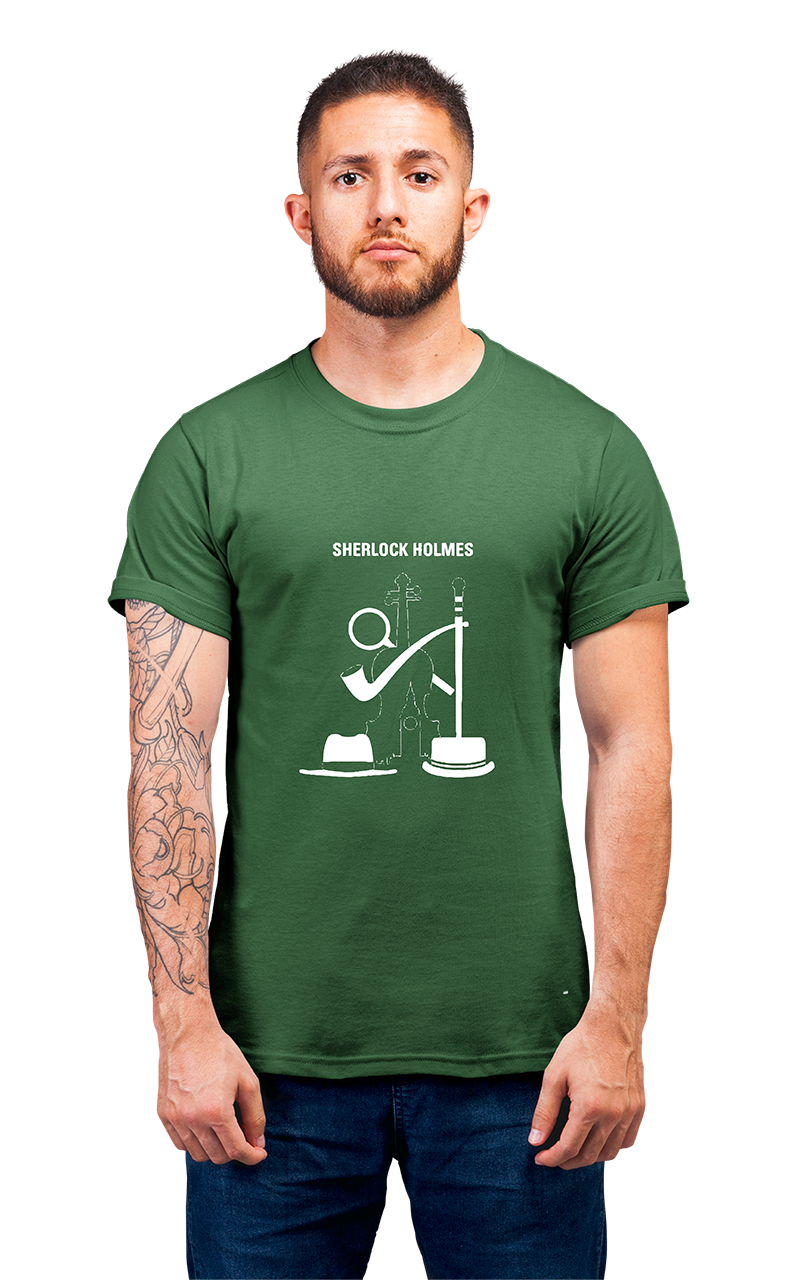 Sweaty Armpits Premium Unisex Printed T-shirts "Sir Arthur Conan Doyle" Sherlock Holmes Questionmark Private Detective Minimalistic Design