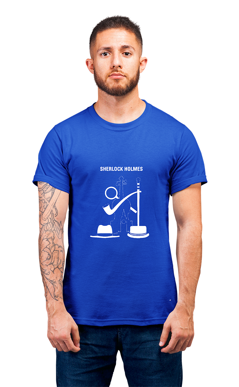 Sweaty Armpits Premium Unisex Printed T-shirts "Sir Arthur Conan Doyle" Sherlock Holmes Questionmark Private Detective Minimalistic Design
