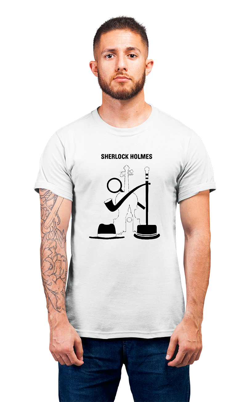 Sweaty Armpits Premium Unisex Printed T-shirts "Sir Arthur Conan Doyle" Sherlock Holmes Questionmark Private Detective Minimalistic Design