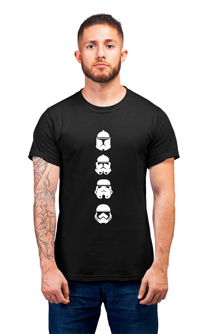 Sweaty Armpits Premium Unisex Printed T-shirt Star Wars, Faces Through The Ages George Lucas Movie Minimalistic Design
