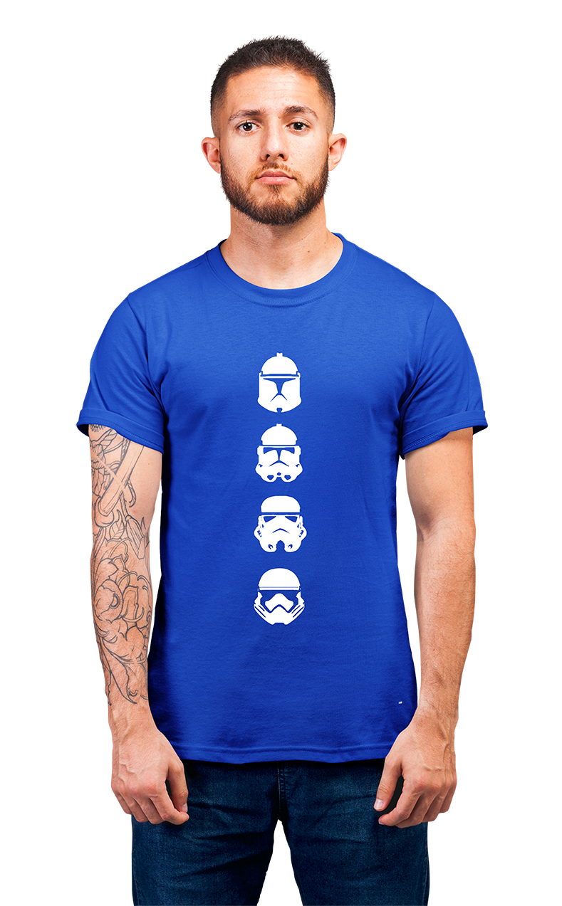 Sweaty Armpits Premium Unisex Printed T-shirt Star Wars, Faces Through The Ages George Lucas Movie Minimalistic Design