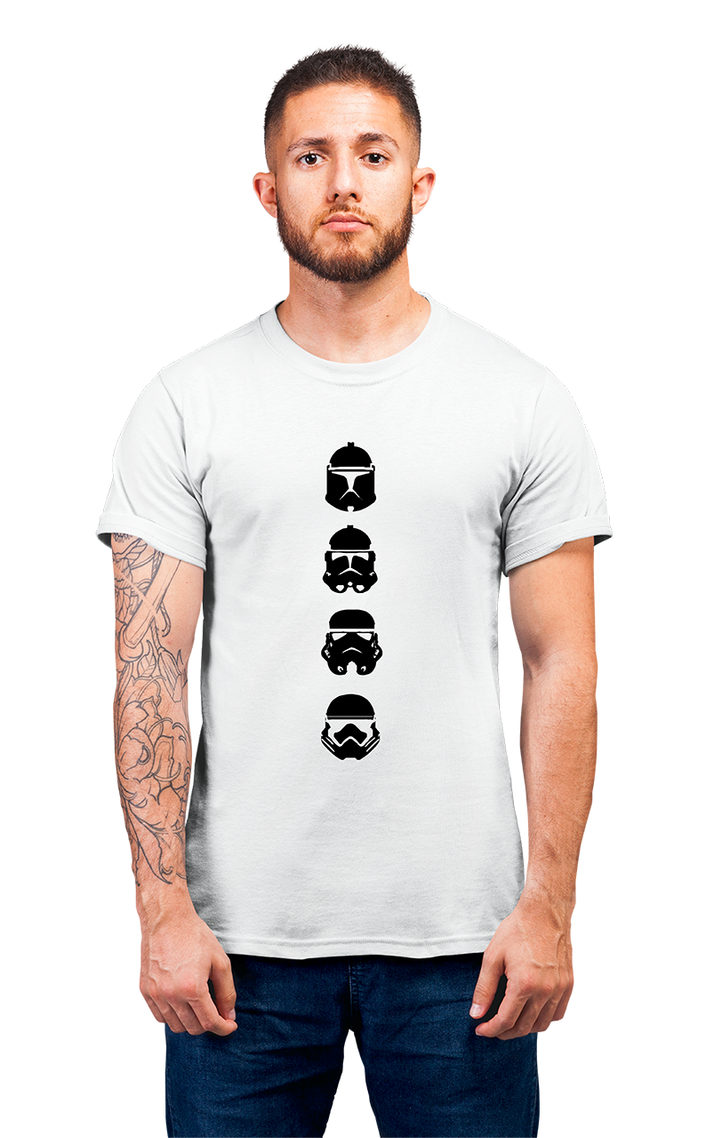 Sweaty Armpits Premium Unisex Printed T-shirt Star Wars, Faces Through The Ages George Lucas Movie Minimalistic Design