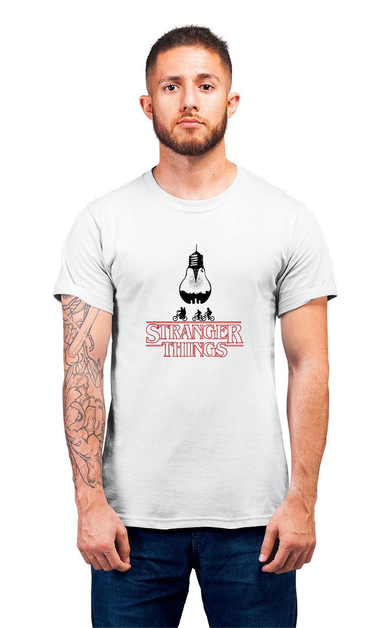 Sweaty Armpits Premium Unisex Printed T-shirt Stranger Things "Light bulb" Netflix Original Sci-Fi Minimalistic Design