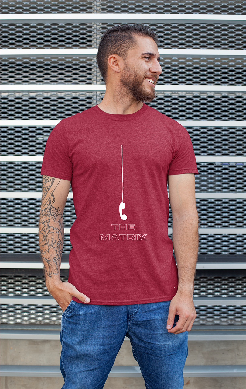 Sweaty Armpits Premium Unisex Printed T-shirt "The Matrix" "Phone Call" Action Epic, Keanu Reeves Minimalistic Design
