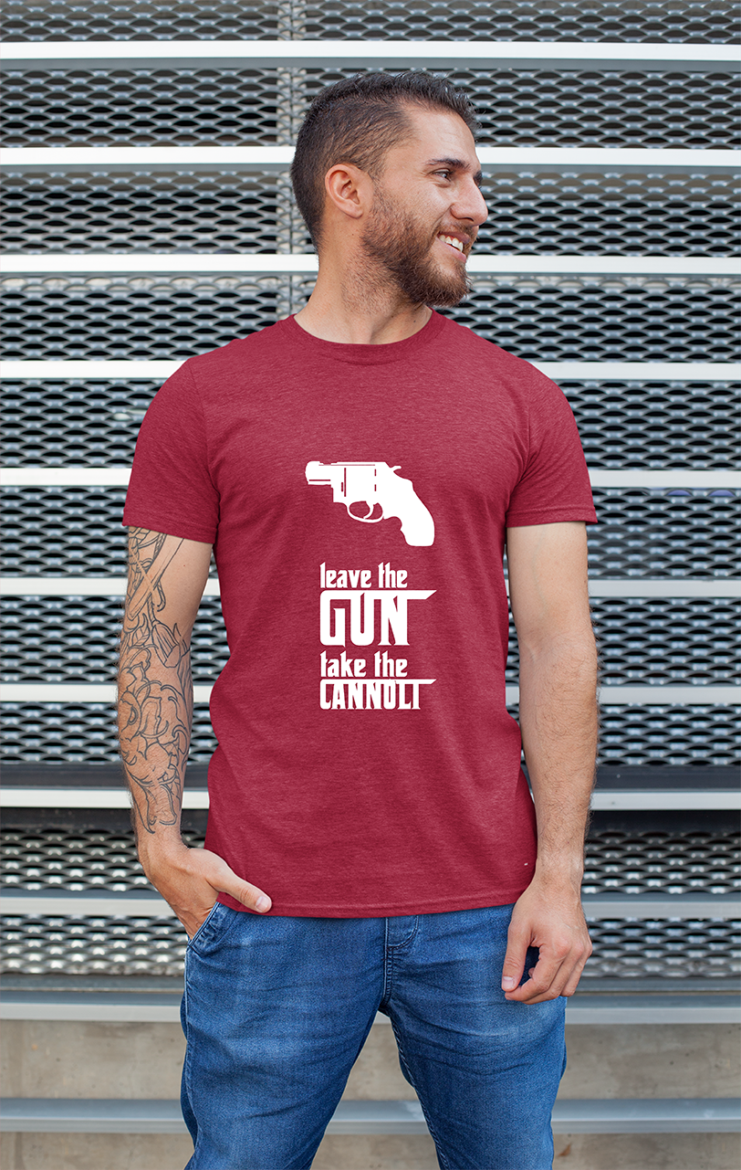 Sweaty Armpits Premium Unisex Printed T-shirt The Godfather Take The Gun Leave The Canoli Minimalistic Desgn