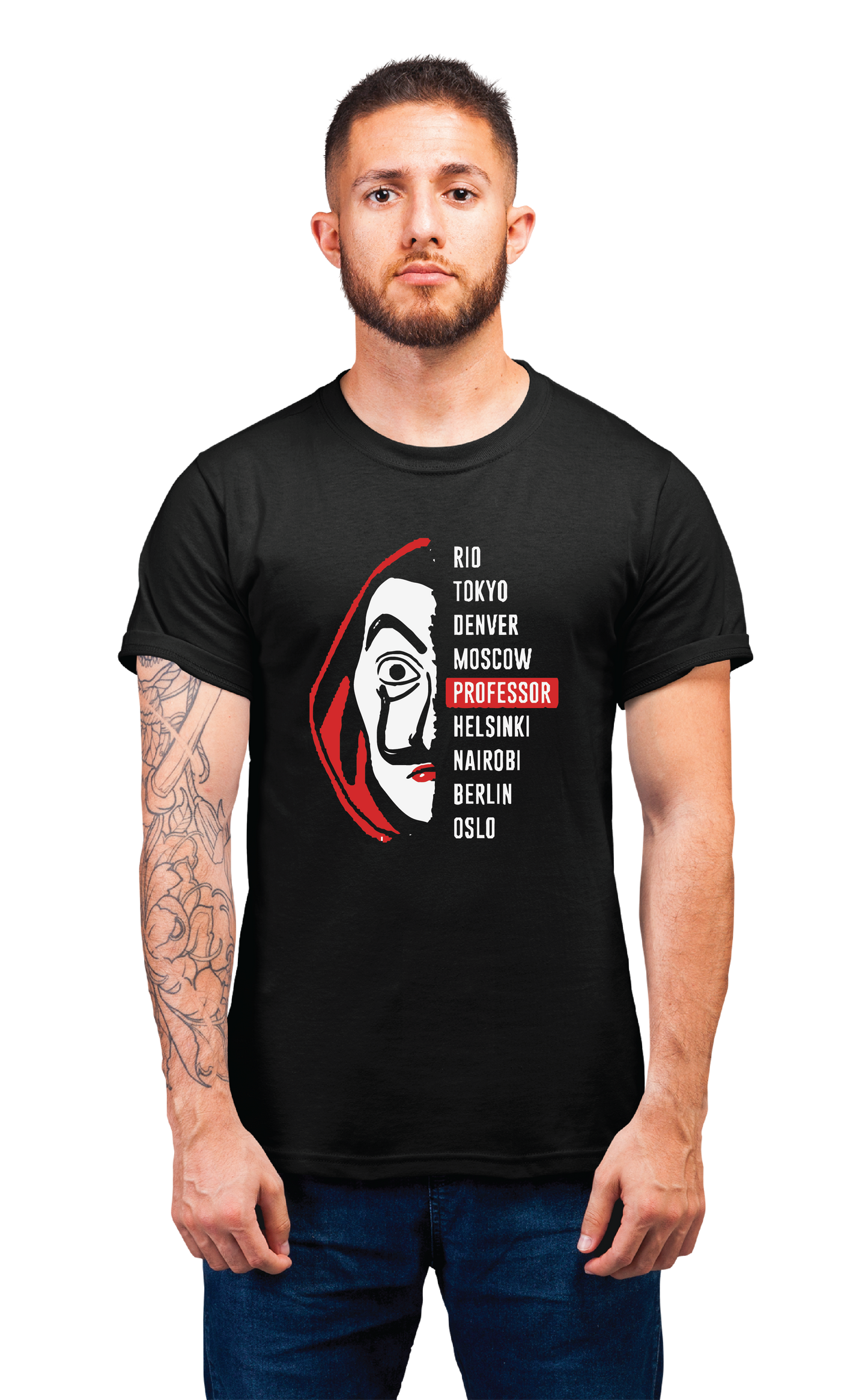 Sweaty Armpits Premium Unisex Printed T-shirt Money Heist T.V Show Netflix Original Mask Minimalistic Design