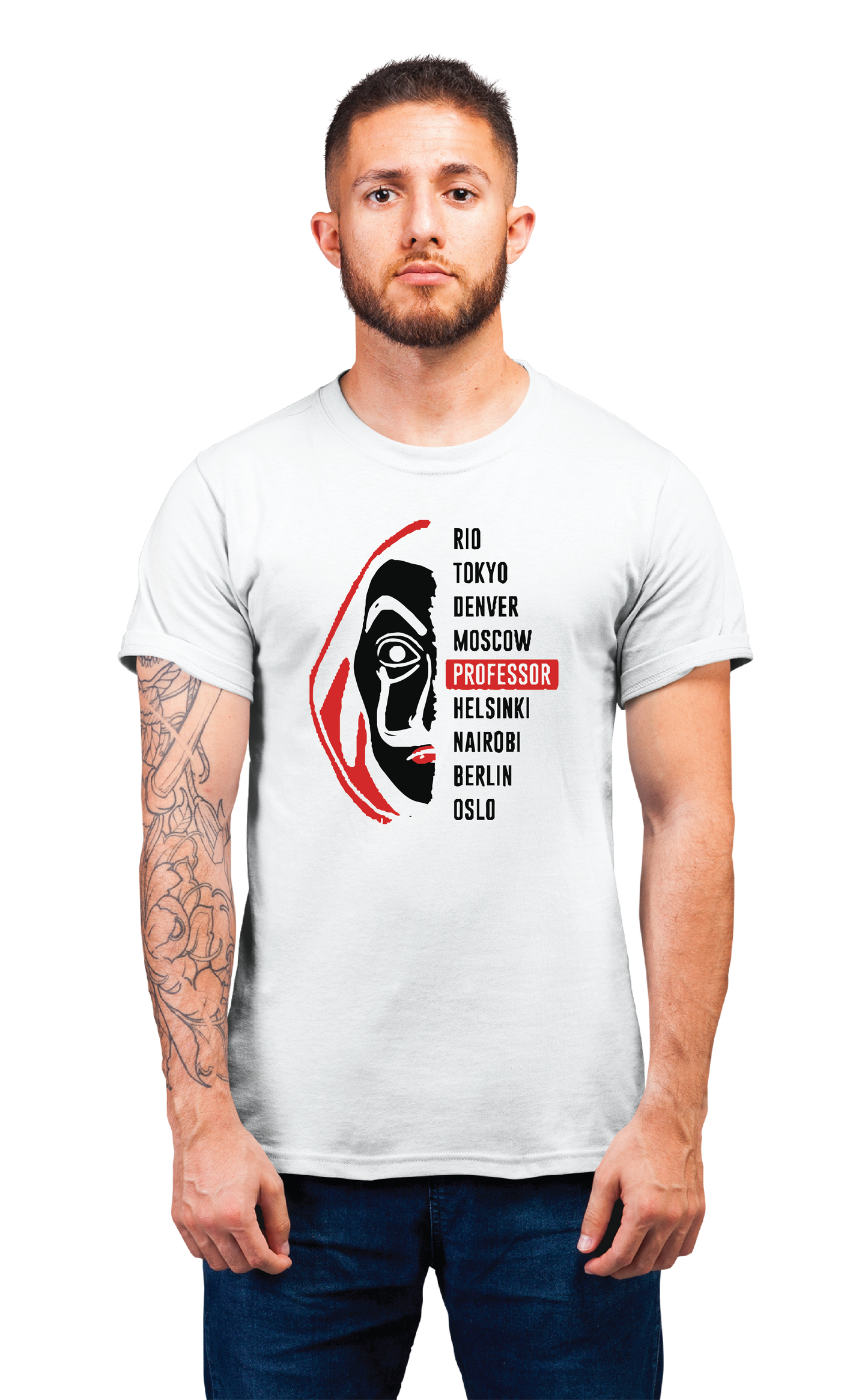 Sweaty Armpits Premium Unisex Printed T-shirt Money Heist T.V Show Netflix Original Mask Minimalistic Design