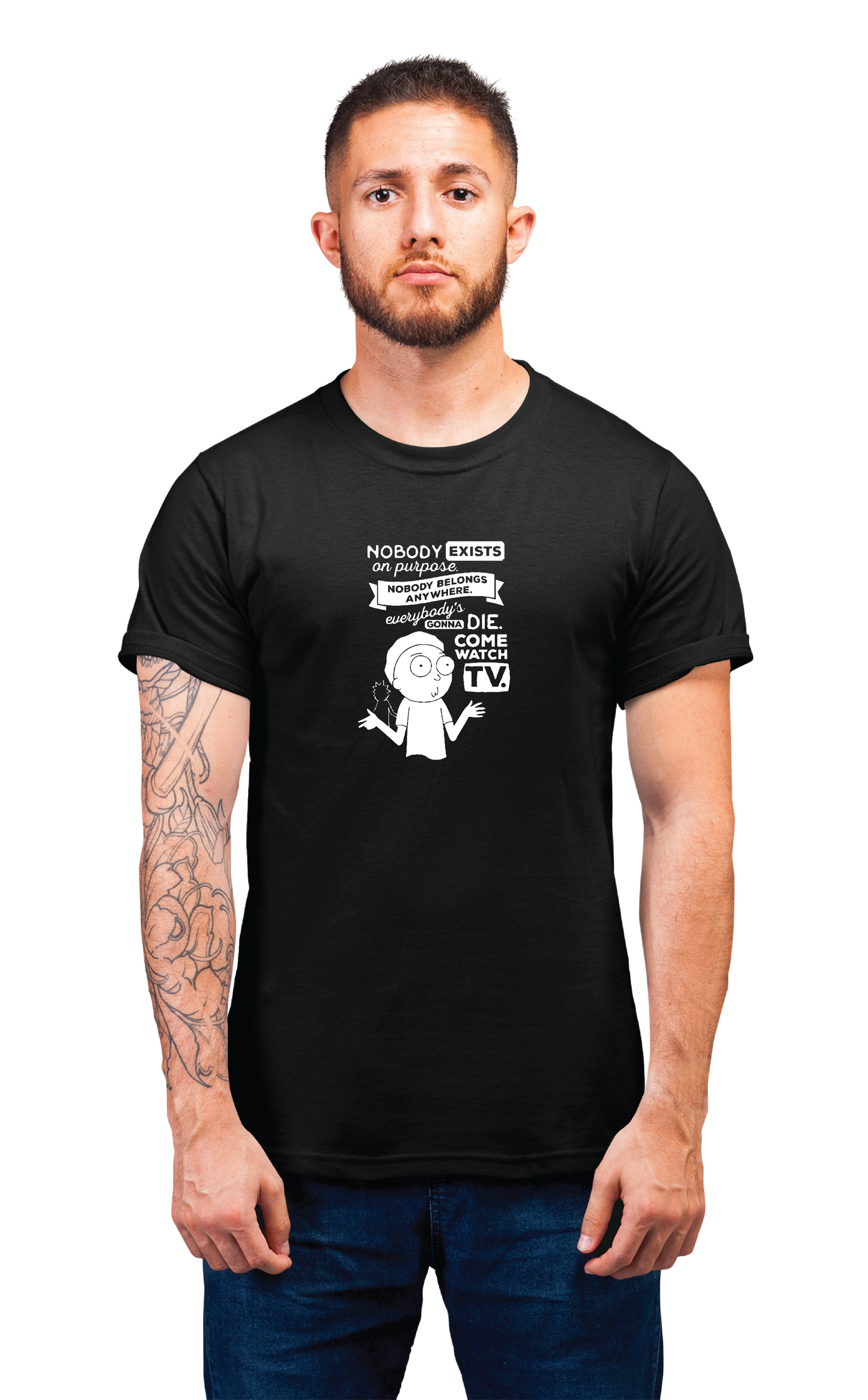 Sweaty Armpits Premium Unisex Printed T-shirts "Rick And Morty" Sci-Fi Comedy Animated Show, "Morty Quote" Minimalistic Design