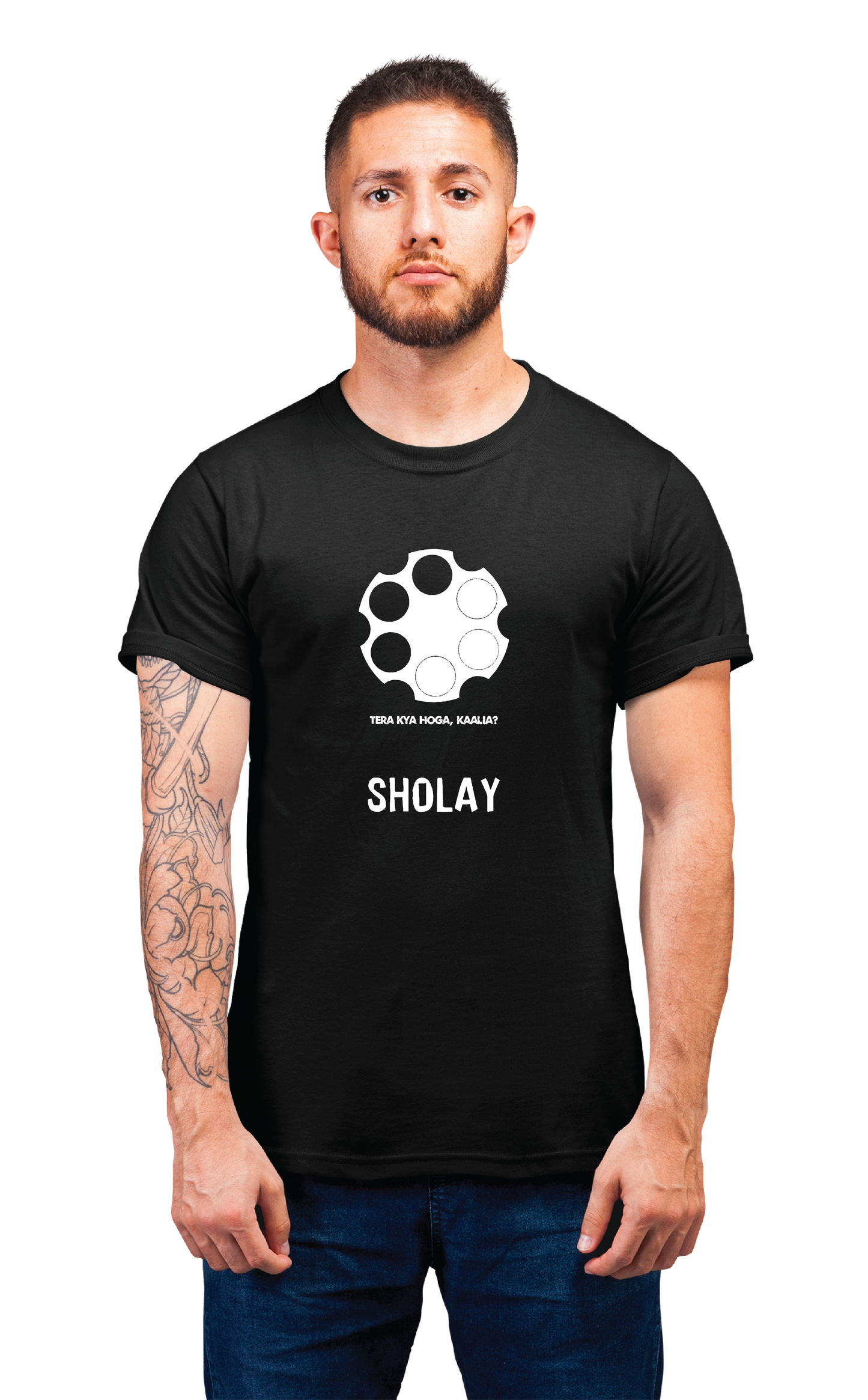Sweaty Armpits Premium Unisex Printed T-shirt Bollywood Classic Western Epic Movie "Sholay" Minimalistic Design