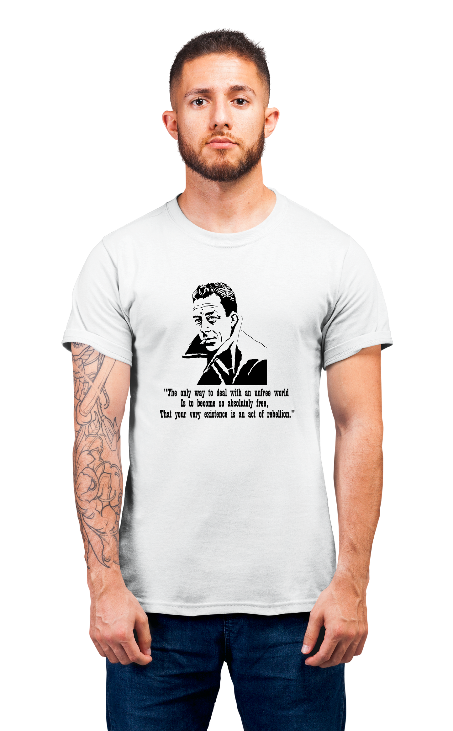 Sweaty Armpits Premium Unisex Printed T-shirts Of Albert Camus Quote Minimalistic Design