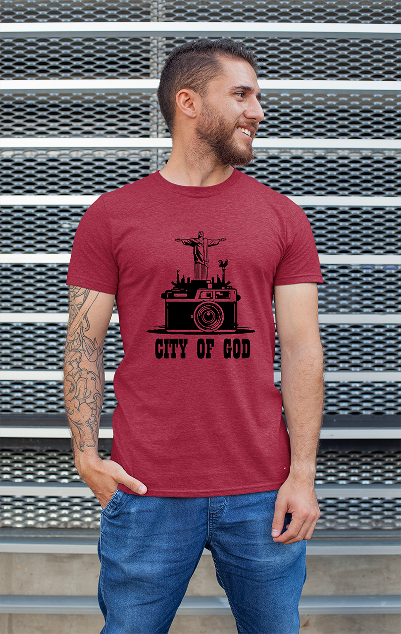 Sweaty Armpits Premium Unisex Printed T-shirts, City Of God, Christ the redeemer Minimalistic Design