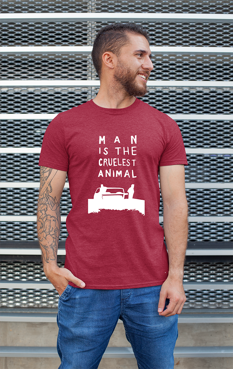 Sweaty Armpits Premium Unisex Printed T-shirt, Man Is the Cruest Animal, True Detective, Minimalistic Design