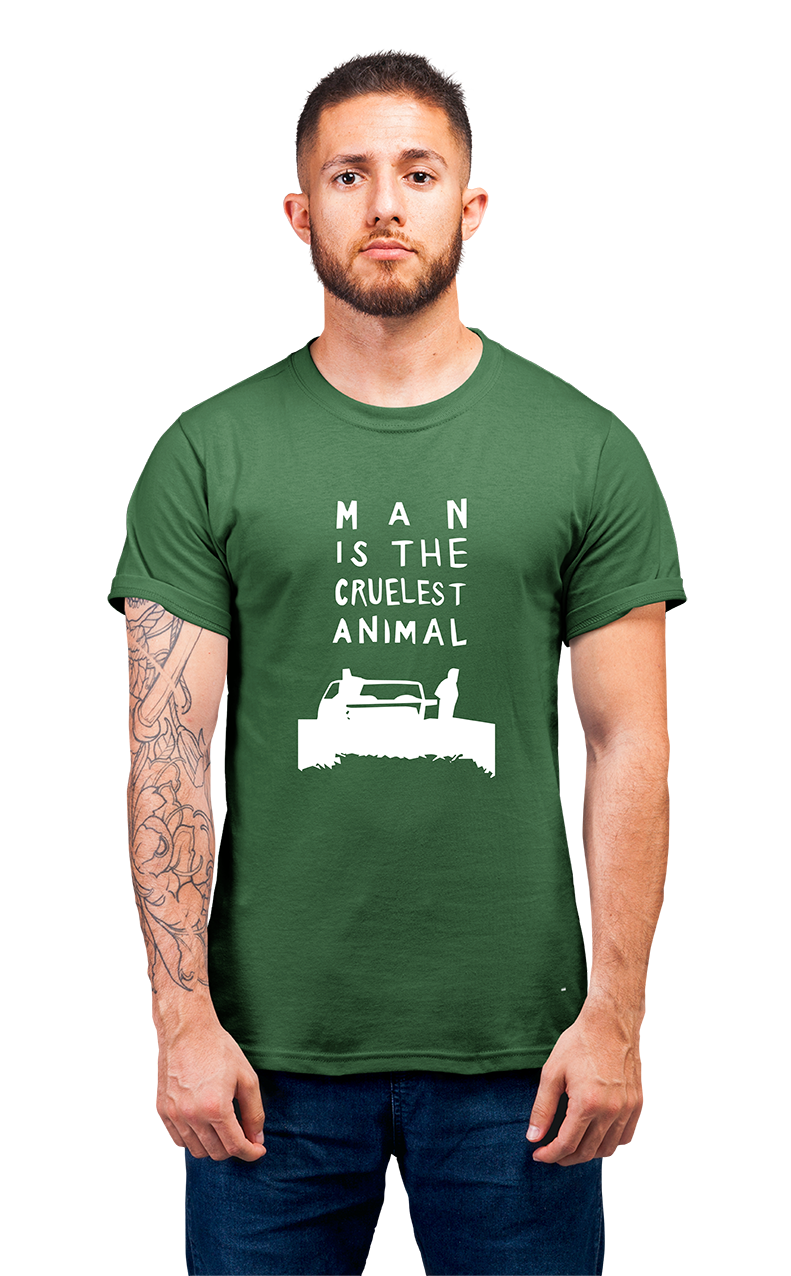 Sweaty Armpits Premium Unisex Printed T-shirt, Man Is the Cruest Animal, True Detective, Minimalistic Design