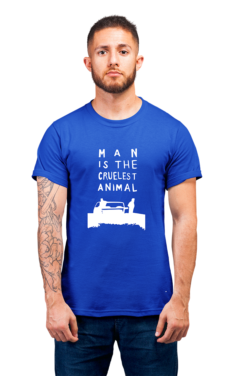 Sweaty Armpits Premium Unisex Printed T-shirt, Man Is the Cruest Animal, True Detective, Minimalistic Design