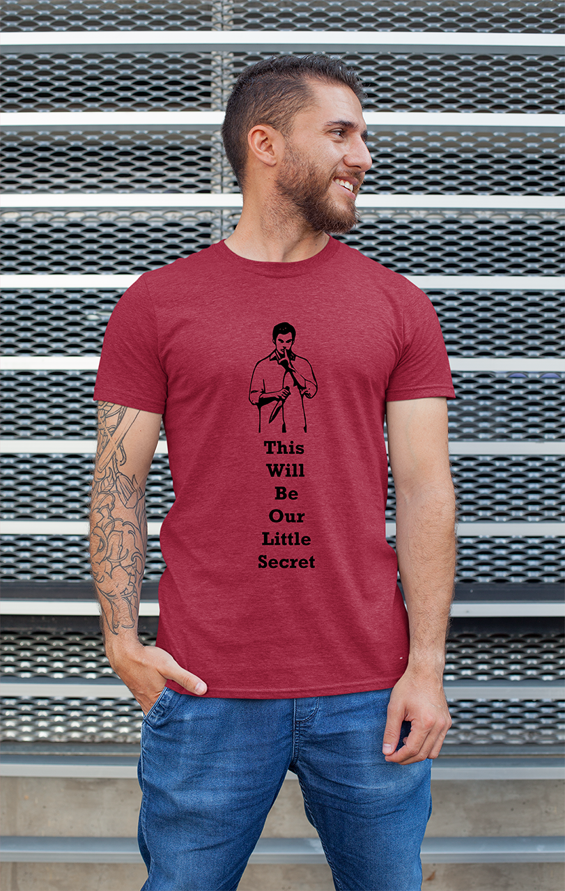 Sweaty Armpits Premium Unisex Printed T-shirt Dexter T.V Show, Cult Classic Dexter and Your Personal Secret Minimalistic Design