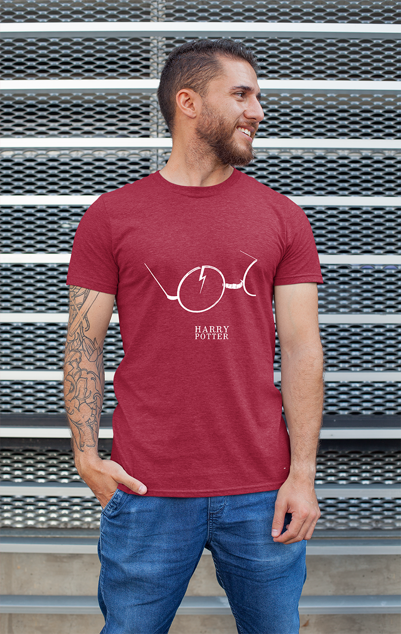 Sweaty Armpits Premium Unisex Printed T-shirt "Harry Potter" Broken Glasses With Bolt Potterhead Special, For the Wizard in you Minimalistic Design