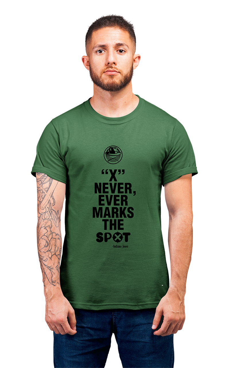 Sweaty Armpits Premium Unisex Printed T-shirt Indian Jones "X Never Marks The Spot" "Harrison Ford" Steven Spielberg George Lucas Adventure Epic