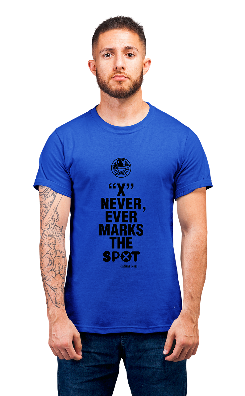Sweaty Armpits Premium Unisex Printed T-shirt Indian Jones "X Never Marks The Spot" "Harrison Ford" Steven Spielberg George Lucas Adventure Epic
