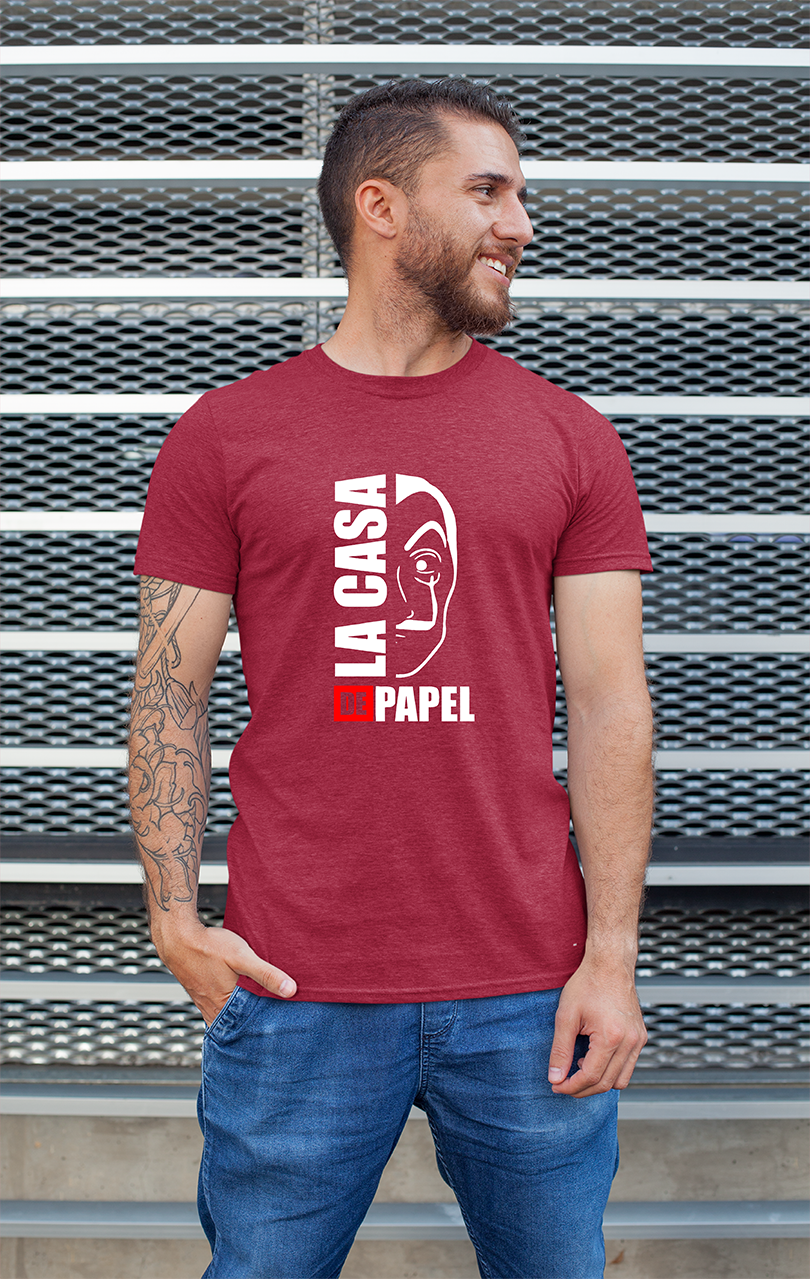 Sweaty Armpits Premium Unisex Printed T-shirt "Money Heist" Netflix Original Thriller La Casa De Papel Minimalistic Mask Design