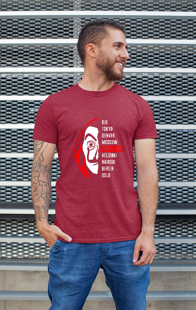 Sweaty Armpits Premium Unisex Printed T-shirt Money Heist T.V Show Netflix Original Mask Minimalistic Design