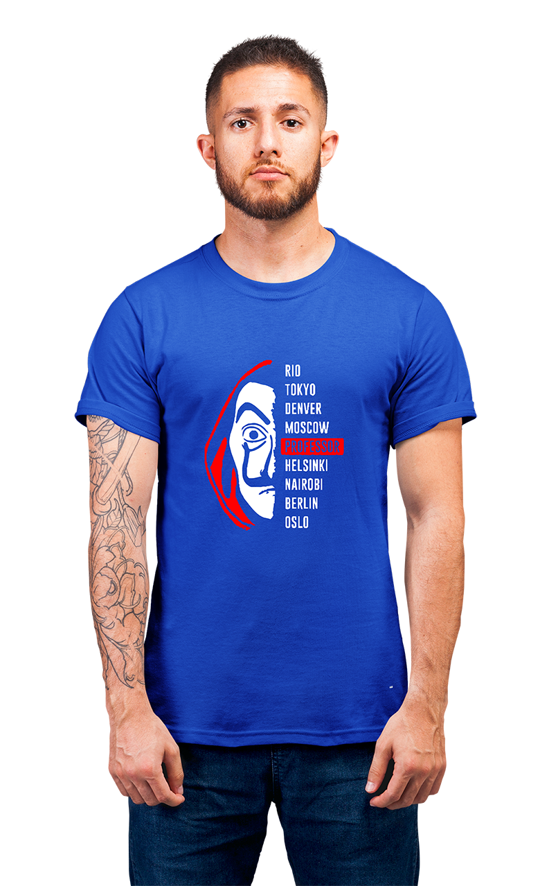 Sweaty Armpits Premium Unisex Printed T-shirt Money Heist T.V Show Netflix Original Mask Minimalistic Design