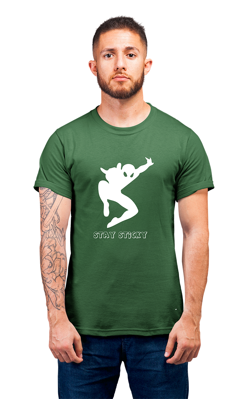 Sweaty Armpits Premium Unisex Printed T-shirt Marvels UniVerse "Spider Man" "Stay Sticky" Minimalistic Design