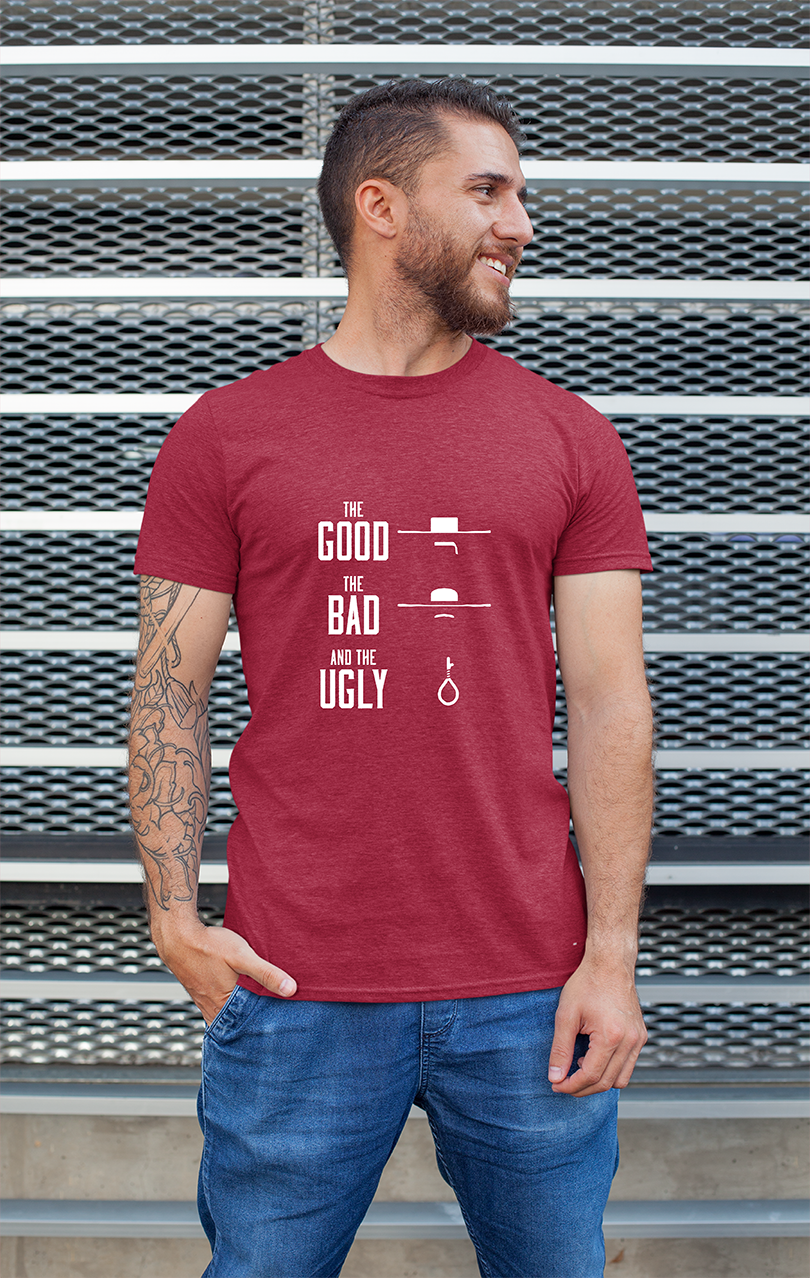 Sweaty Armpits Premium Unisex Printed T-shirt The Good The Bad And The Ugly Epic Western Minimalistic Design