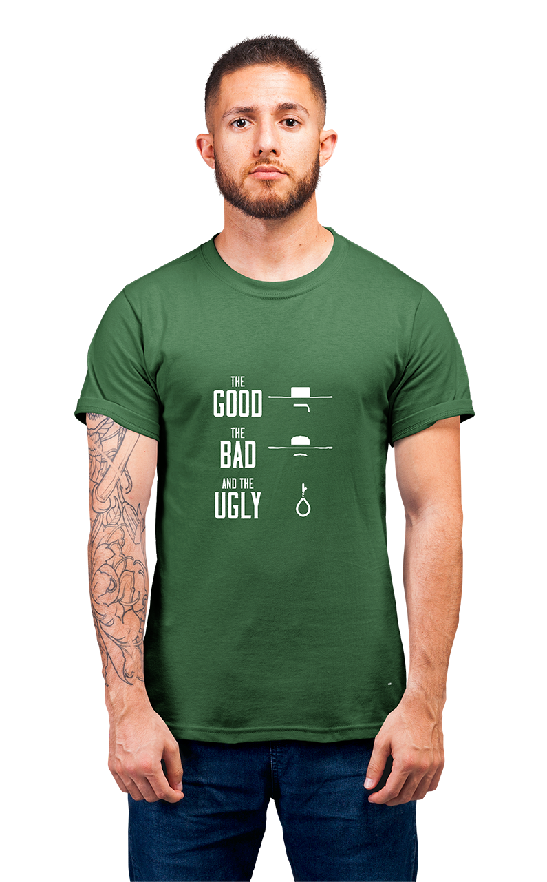 Sweaty Armpits Premium Unisex Printed T-shirt The Good The Bad And The Ugly Epic Western Minimalistic Design