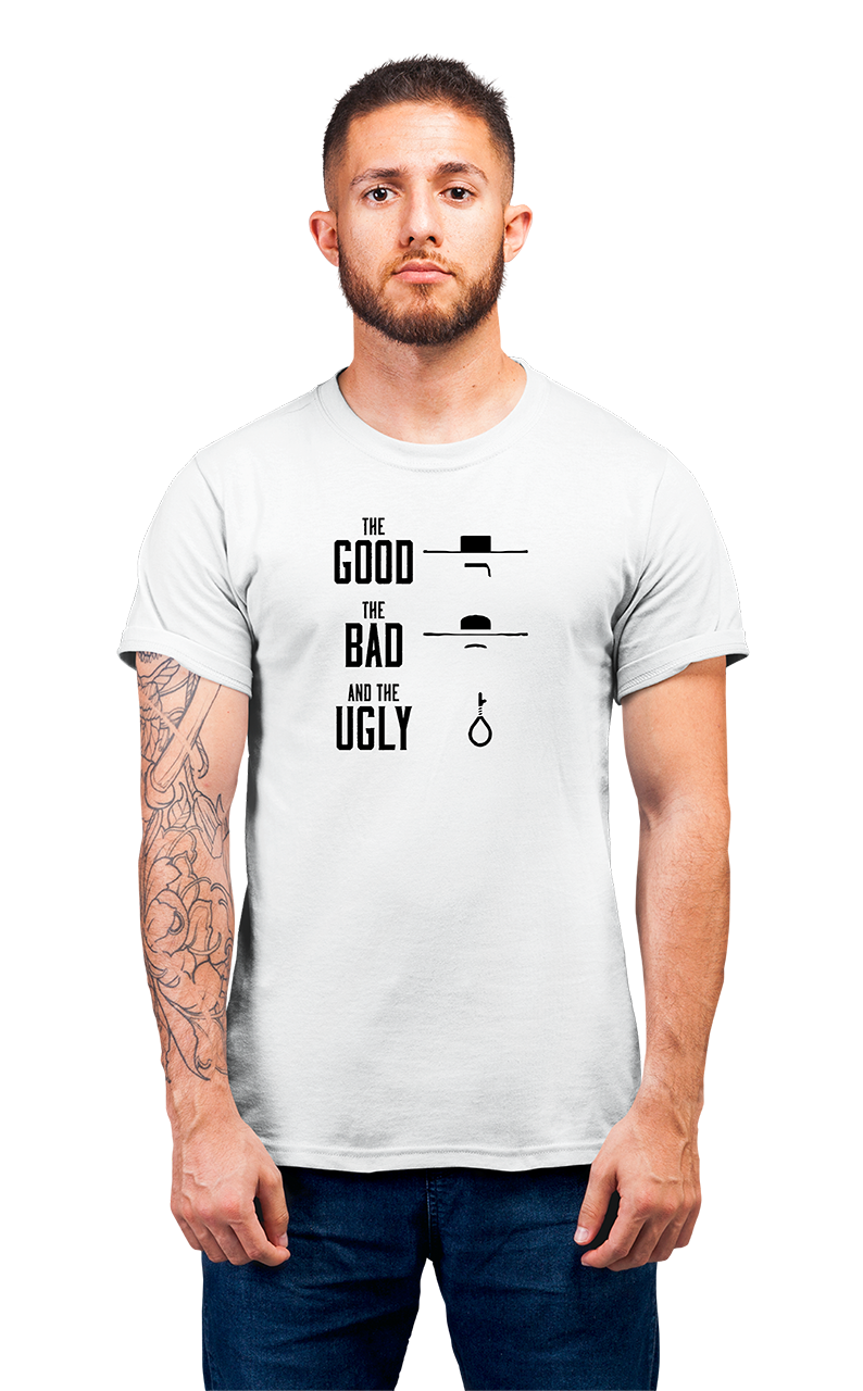 Sweaty Armpits Premium Unisex Printed T-shirt The Good The Bad And The Ugly Epic Western Minimalistic Design