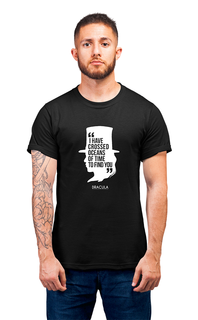 Sweaty Armpits Premium Unisex Printed T-shirt, Dracula, Iconic Movie, "I Have Crossed Oceans Of Time To Find You" Minimalistic Design