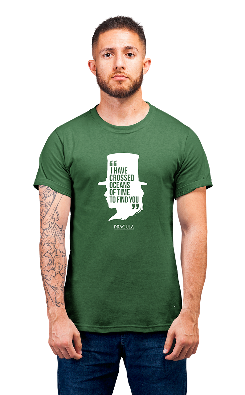 Sweaty Armpits Premium Unisex Printed T-shirt, Dracula, Iconic Movie, "I Have Crossed Oceans Of Time To Find You" Minimalistic Design