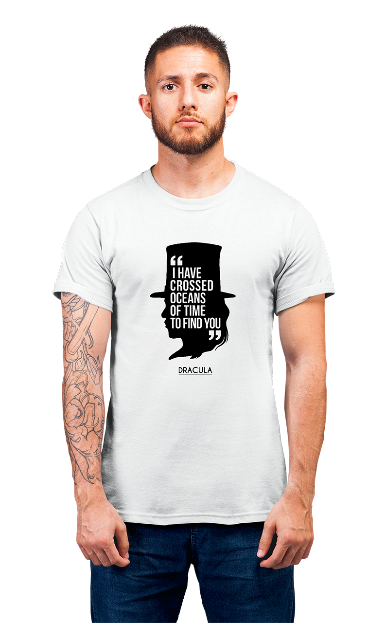 Sweaty Armpits Premium Unisex Printed T-shirt, Dracula, Iconic Movie, "I Have Crossed Oceans Of Time To Find You" Minimalistic Design