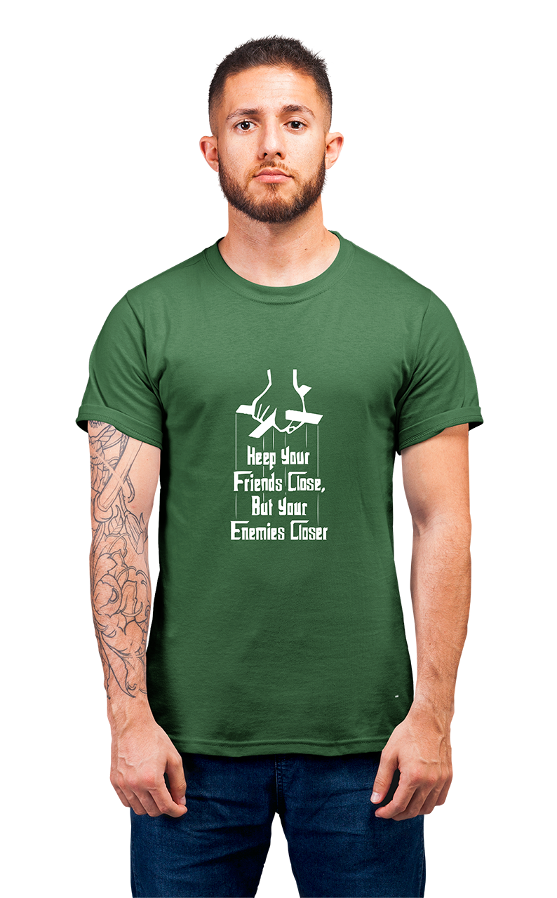 Sweaty Armpits Premium Unisex Printed T-shirt "The Godfather" Iconic Quote "Keep Your Friends Close…",  Minimalistic Design